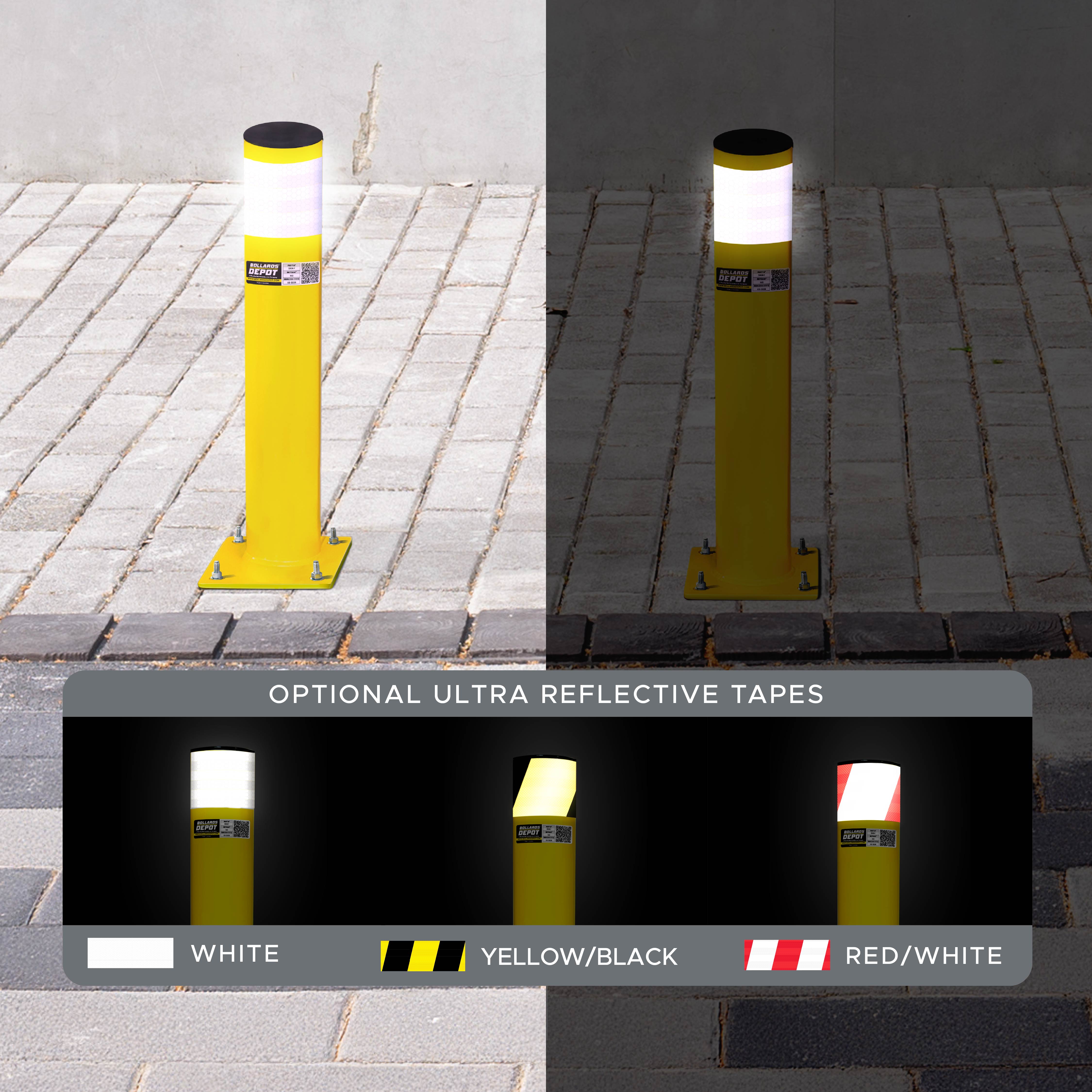 Safety Bollards, Heavy Duty Yellow 4.5" Steel Post