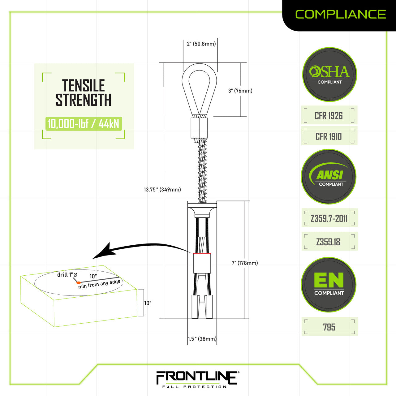 Frontline COB110K Reusable 10K Concrete Anchor Bolt