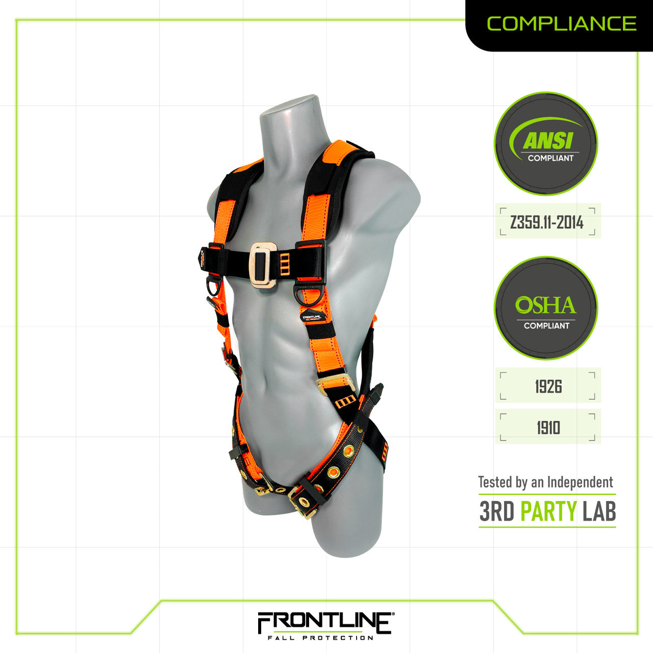 Frontline 50VTB Combat™ Economy Series Full Body Harness with Tongue Buckle Belt