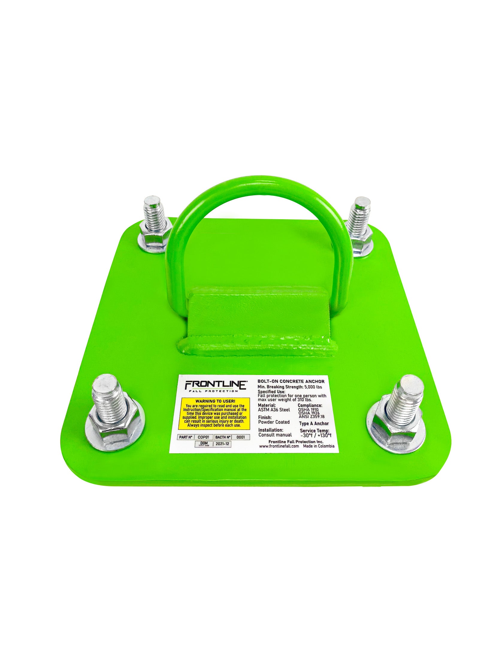 Frontline COP01 Concrete and Steel D-Ring Reusable Anchor Plate