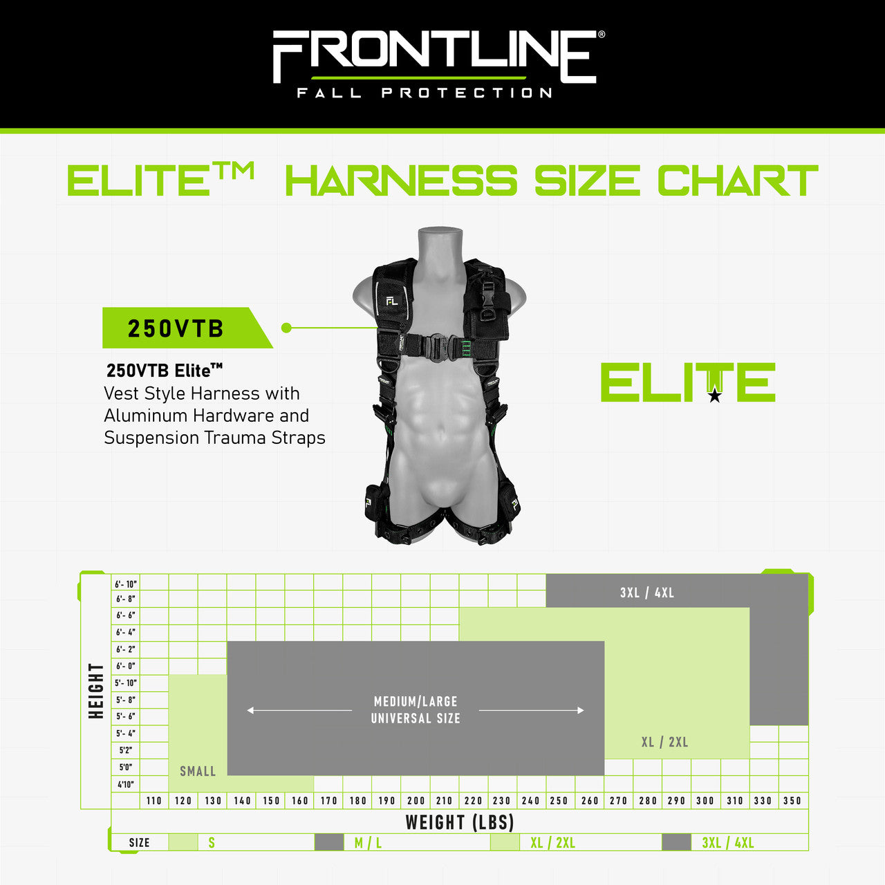 Frontline 250VTB Elite™ Vest Style Harness with Aluminum Hardware and Suspension Trauma Straps