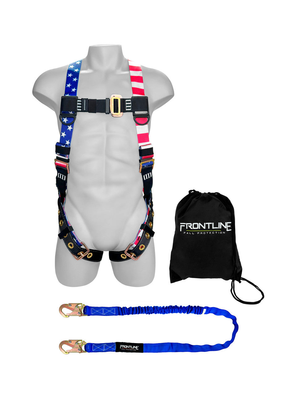 Frontline K100-61S-AM Combat™ American Style Compliance Kit - Harness, 6' Single Leg Lanyard and Drawstring Bag