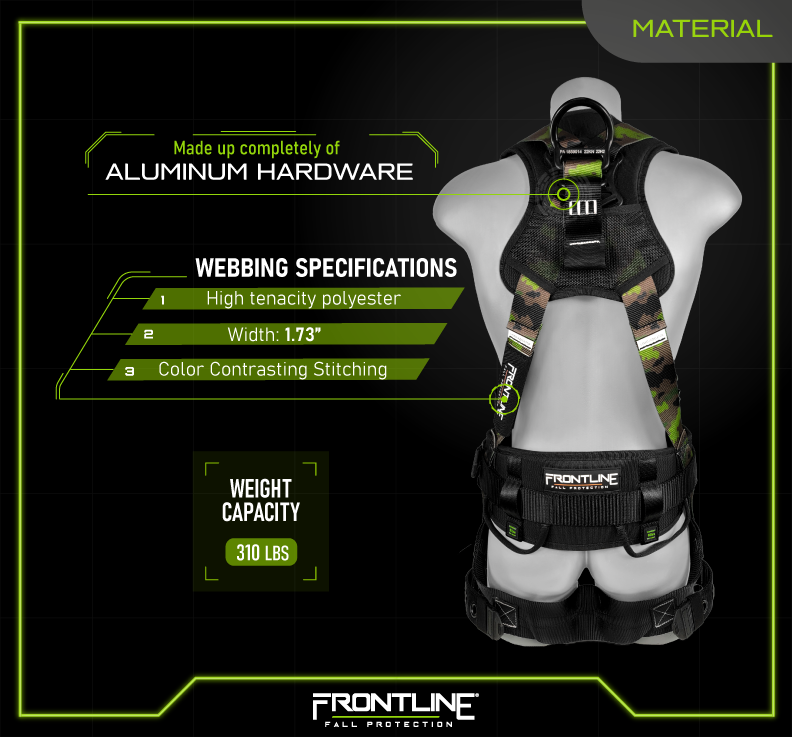 Frontline 110CTB-CF Camouflage Full Body Harness with Aluminum Hardware and Suspension Trauma Straps