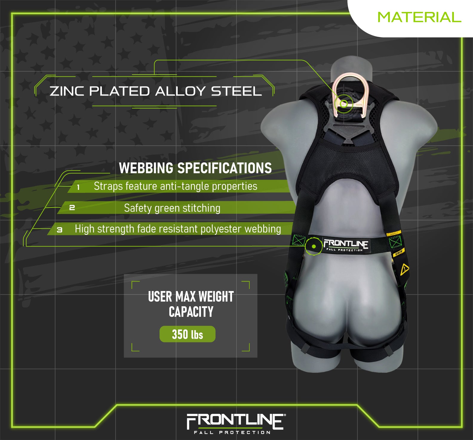 Frontline 310VQC Patriot™ Vest Style Harness with Airflo™ and Quick Connect Buckles - Made in USA