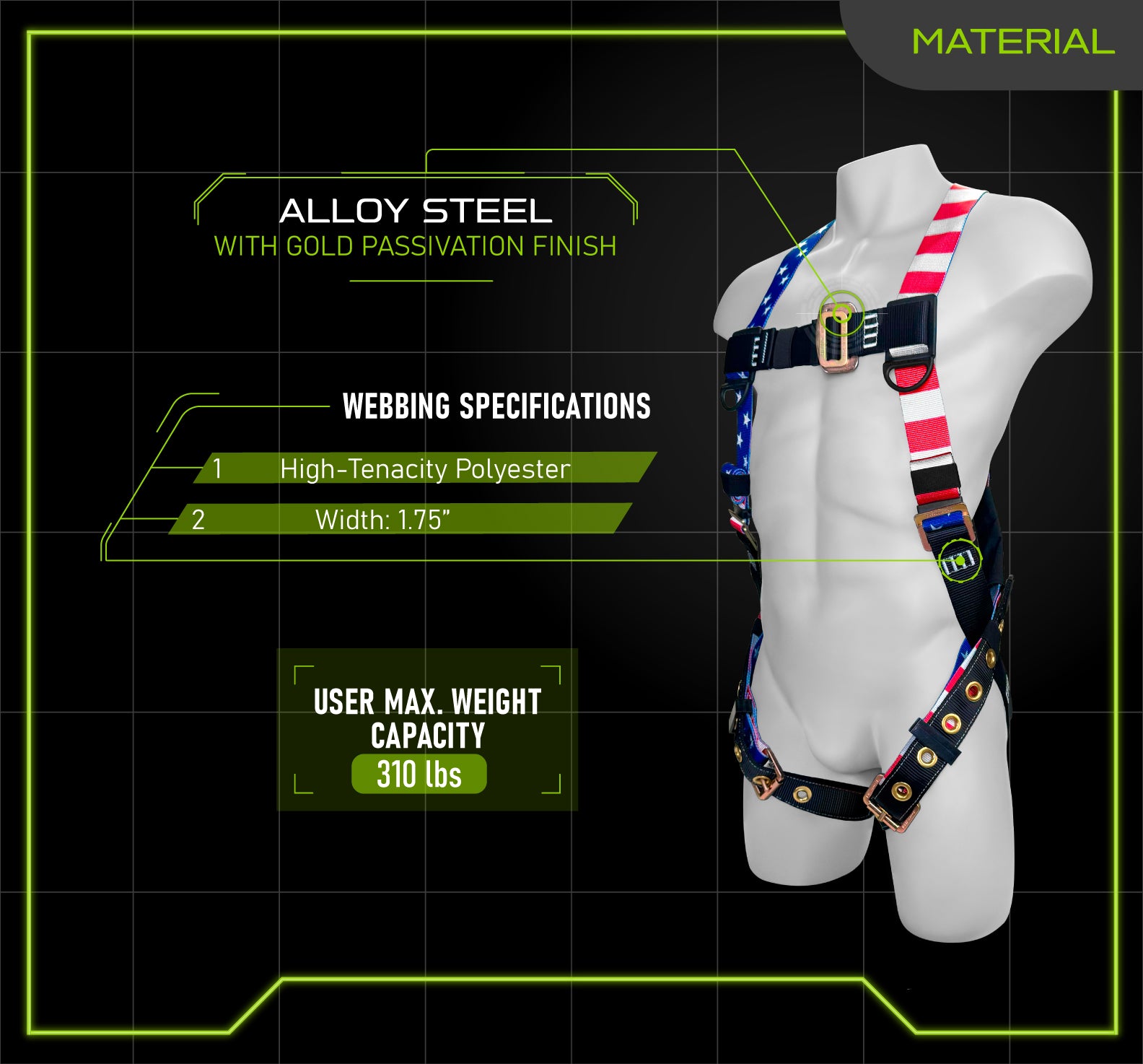 Frontline 100VTB-AM Combat™ American Style Economy Series Full Body Harness with Tongue Buckle Legs (Uni)