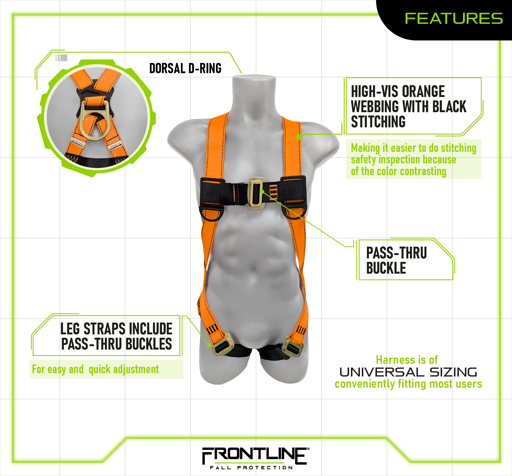 Frontline 100VMB Combat™  Economy Series Full Body Harness (Uni)
