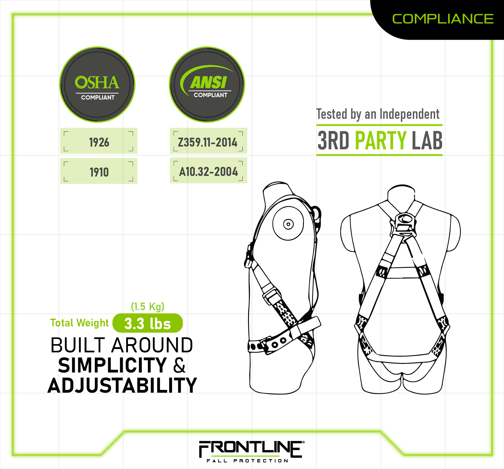 Frontline 100VTB Combat™  Economy Series Full Body Harness with Tongue Buckle Legs (Uni)