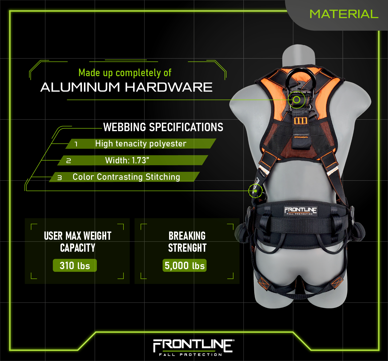 Frontline 110CTB Combat™ Lite Full Body Harness all Aluminum Hardware and Suspension Trauma Straps