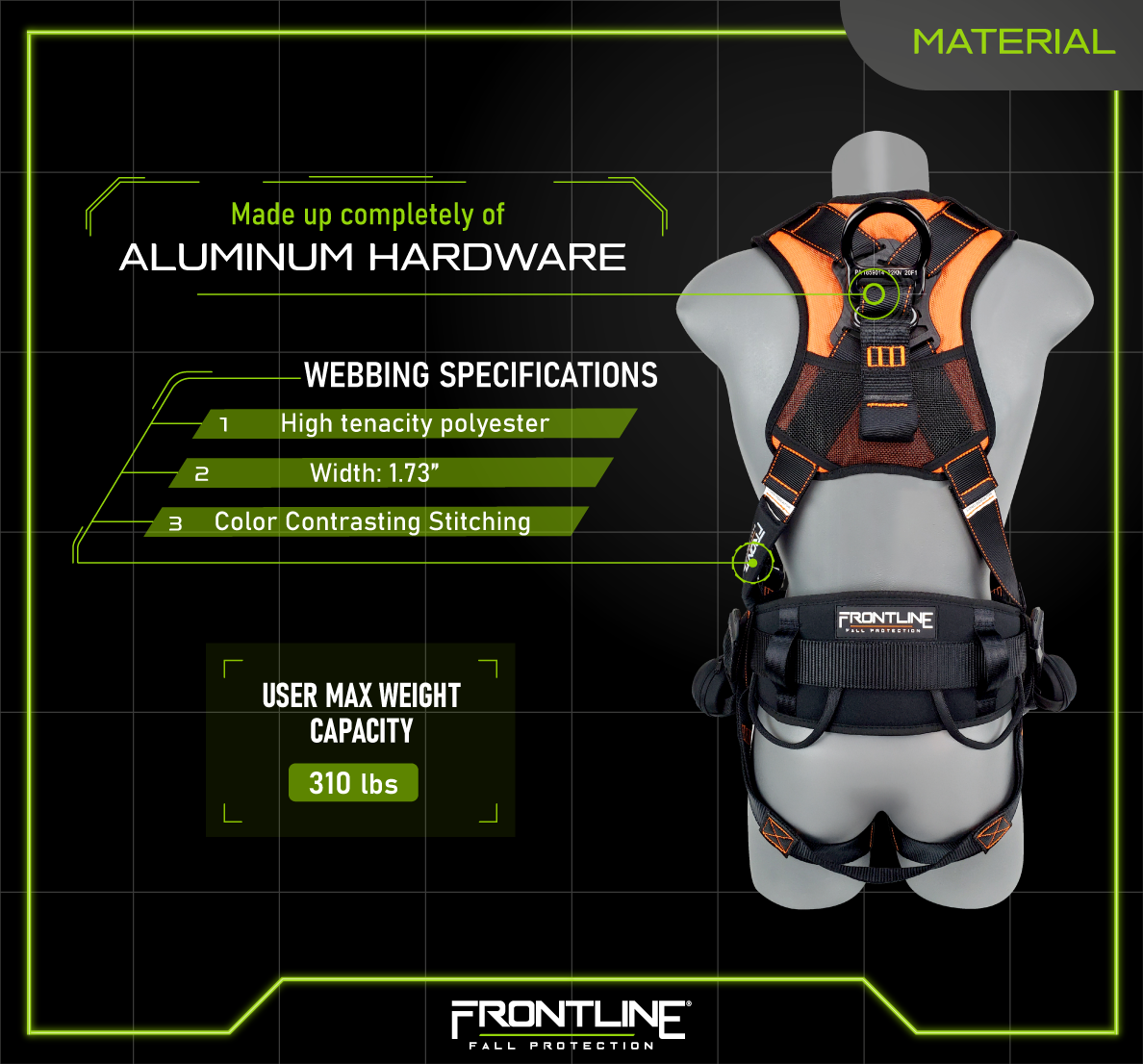 Frontline 110CTB Combat™ Lite Full Body Harness all Aluminum Hardware and Suspension Trauma Straps