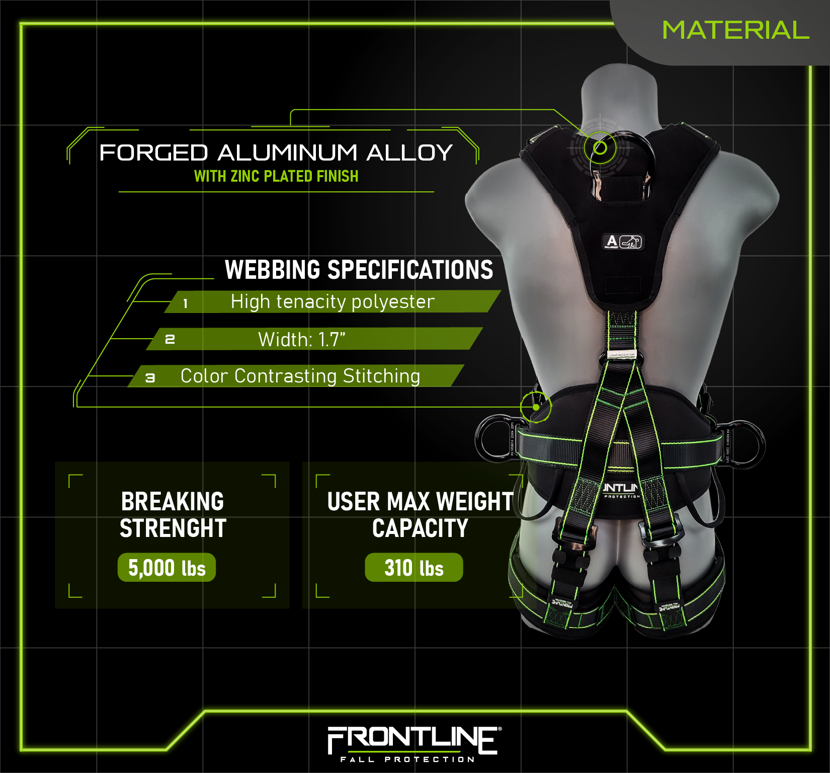 Frontline 200RE Elite™ Lite Climbing/Rescue Full Body Harness with Aluminum Quick Connect Buckles