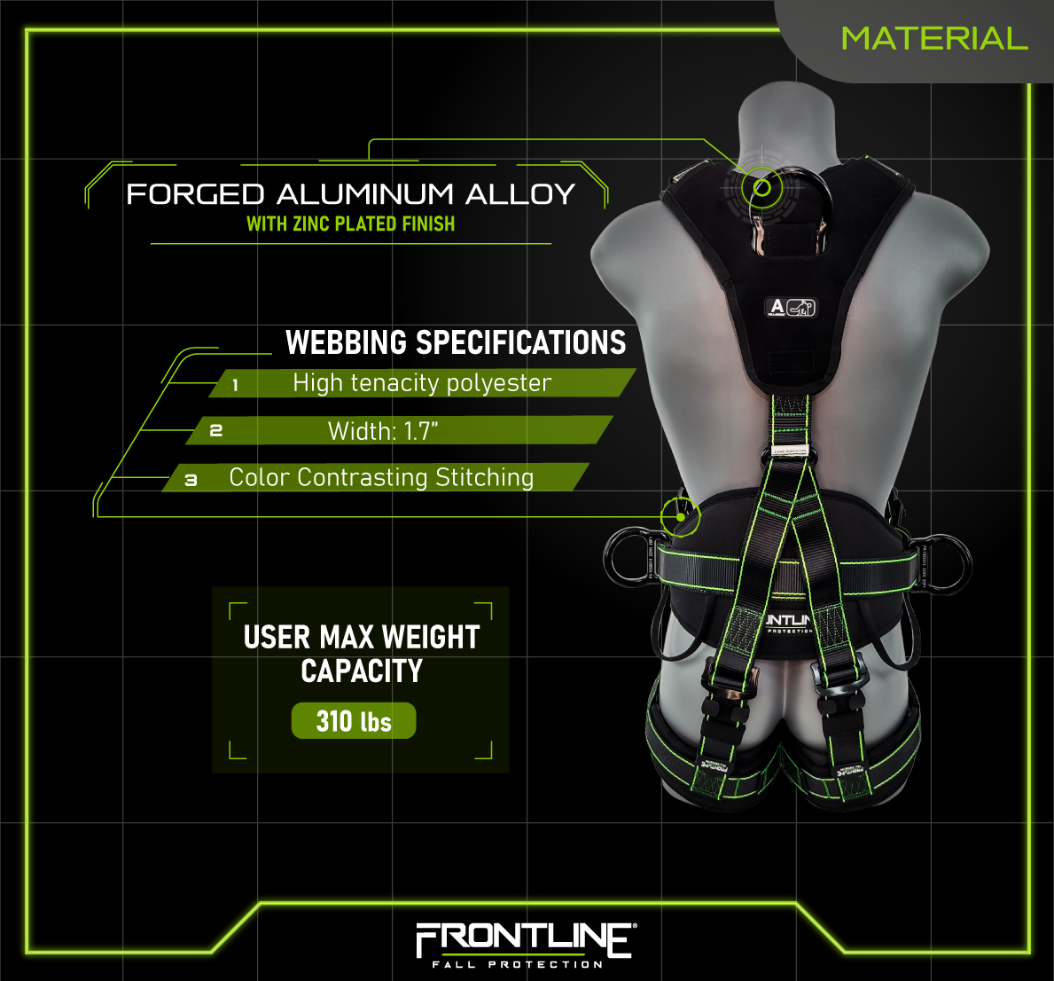 Frontline 200RE Elite™ Lite Climbing/Rescue Full Body Harness with Aluminum Quick Connect Buckles