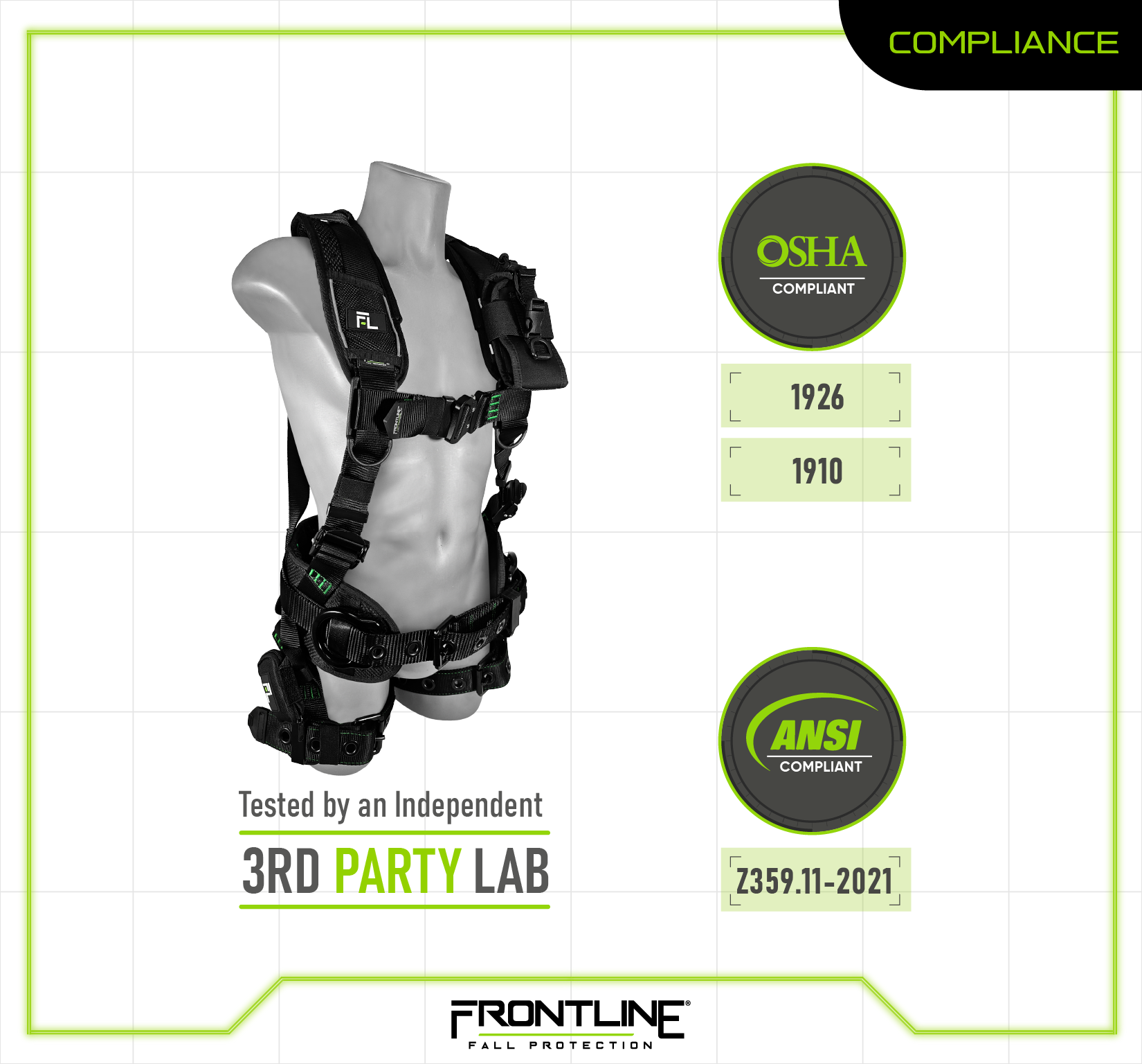 Frontline 250CTB Elite™ Construction Harness Aluminum Hardware and Suspension Trauma Straps