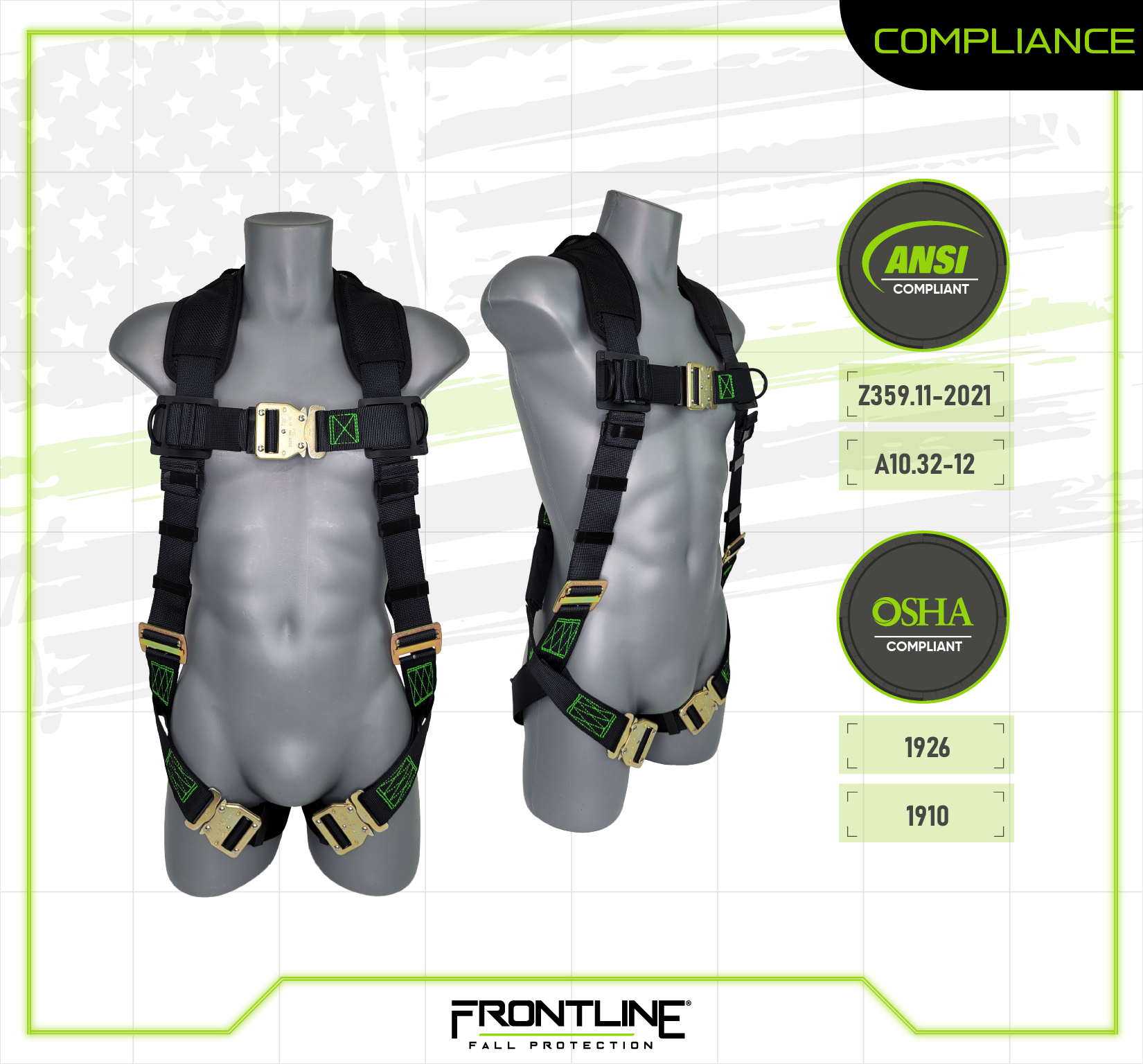 Frontline 310VQC Patriot™ Vest Style Harness with Airflo™ and Quick Connect Buckles - Made in USA