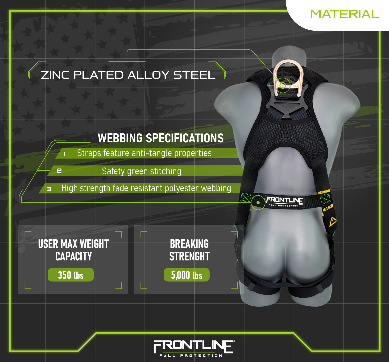 Frontline 310VQC Patriot™ Vest Style Harness with Airflo™ and Quick Connect Buckles - Made in USA
