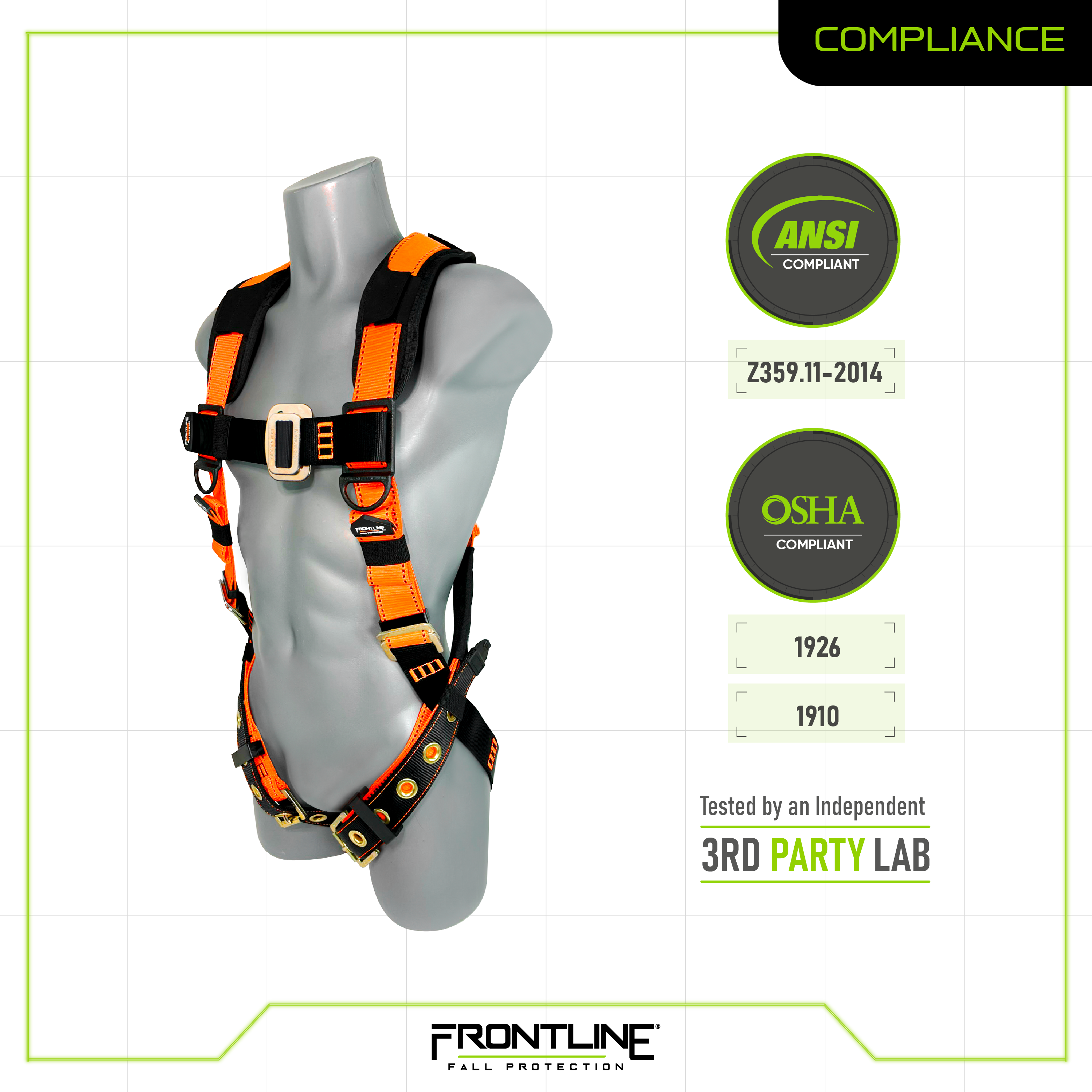Frontline 50VTB Combat™ Economy Series Full Body Harness with Tongue Buckle Belt