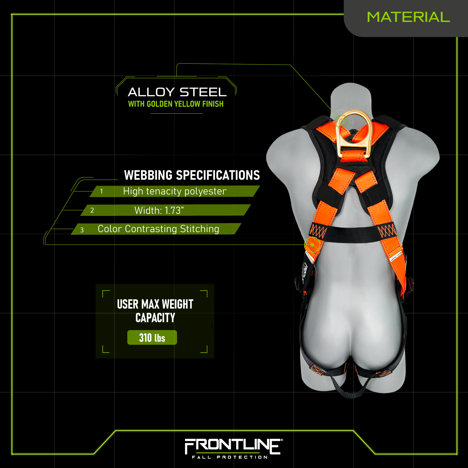 Frontline 50VTB Combat™ Economy Series Full Body Harness with Tongue Buckle Belt