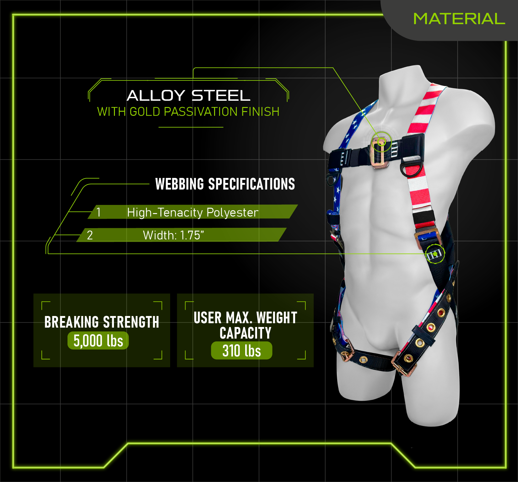 Frontline 100VTB-AM Combat™ American Style Economy Series Full Body Harness with Tongue Buckle Legs (Uni)