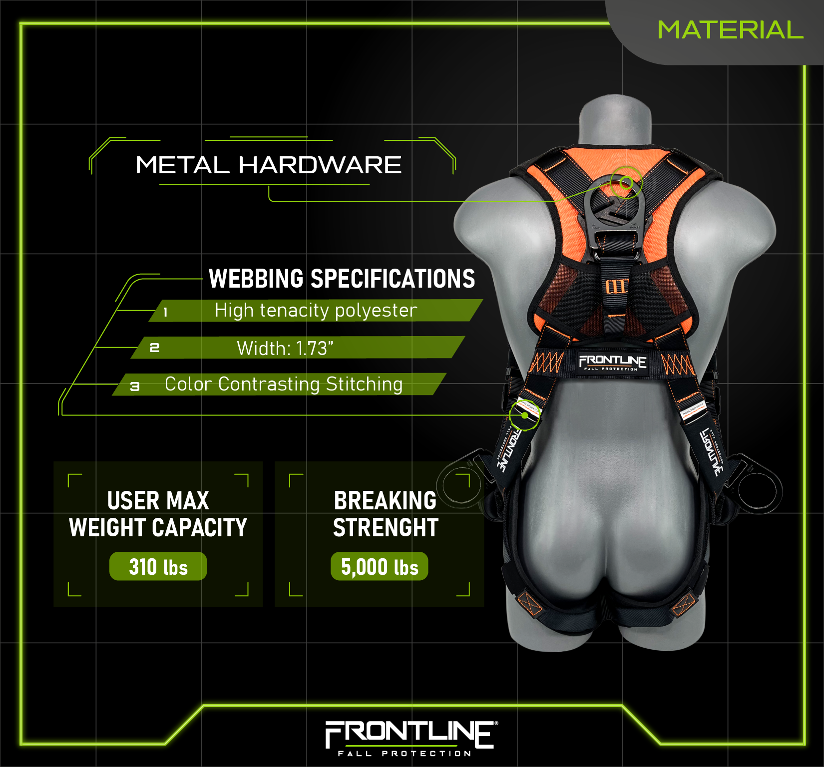 Frontline 105CFTB Combat™ Vest Style Harness with Front Side D-Rings and Suspension Trauma Straps
