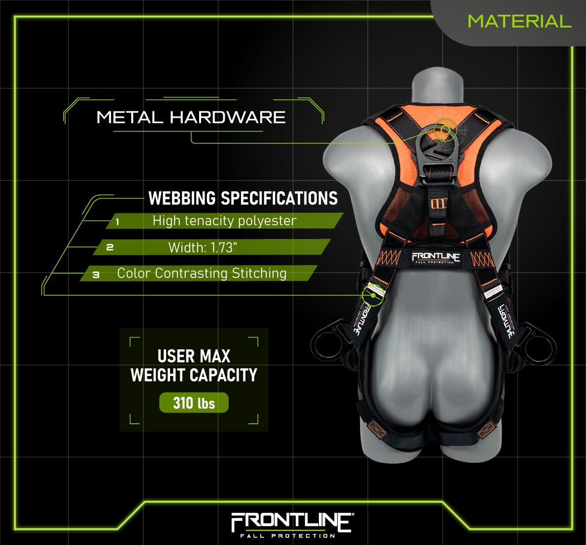 Frontline 105CFTB Combat™ Vest Style Harness with Front Side D-Rings and Suspension Trauma Straps