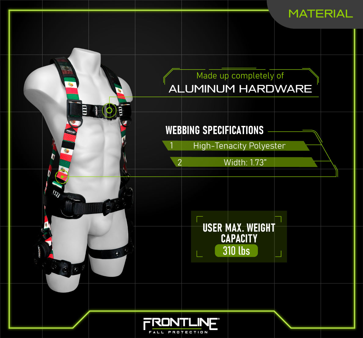 Frontline 110CTB-MX Combat™ Mexican Style Full Body Harness with Aluminum Hardware and Suspension Trauma Straps