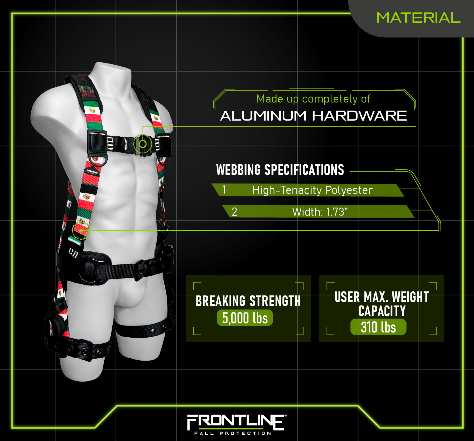 Frontline 110CTB-MX Combat™ Mexican Style Full Body Harness with Aluminum Hardware and Suspension Trauma Straps