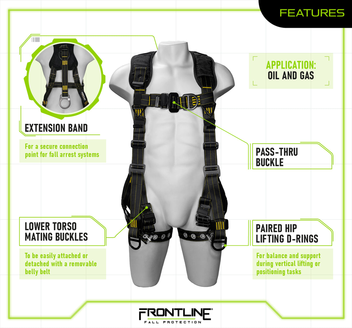Front Line Systems Frontline 150DHVT Derrick Vest Style Harness – Frontline Fall Protection