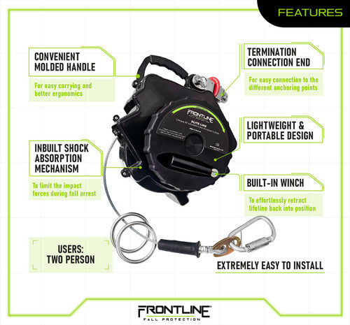 Frontline HCLL260 Elite Two Person 60' Temporary Horizontal Lifeline System