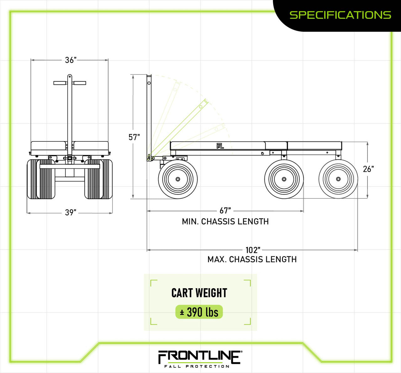 Frontline MC2000 Heavy-duty Adjustable Material Cart