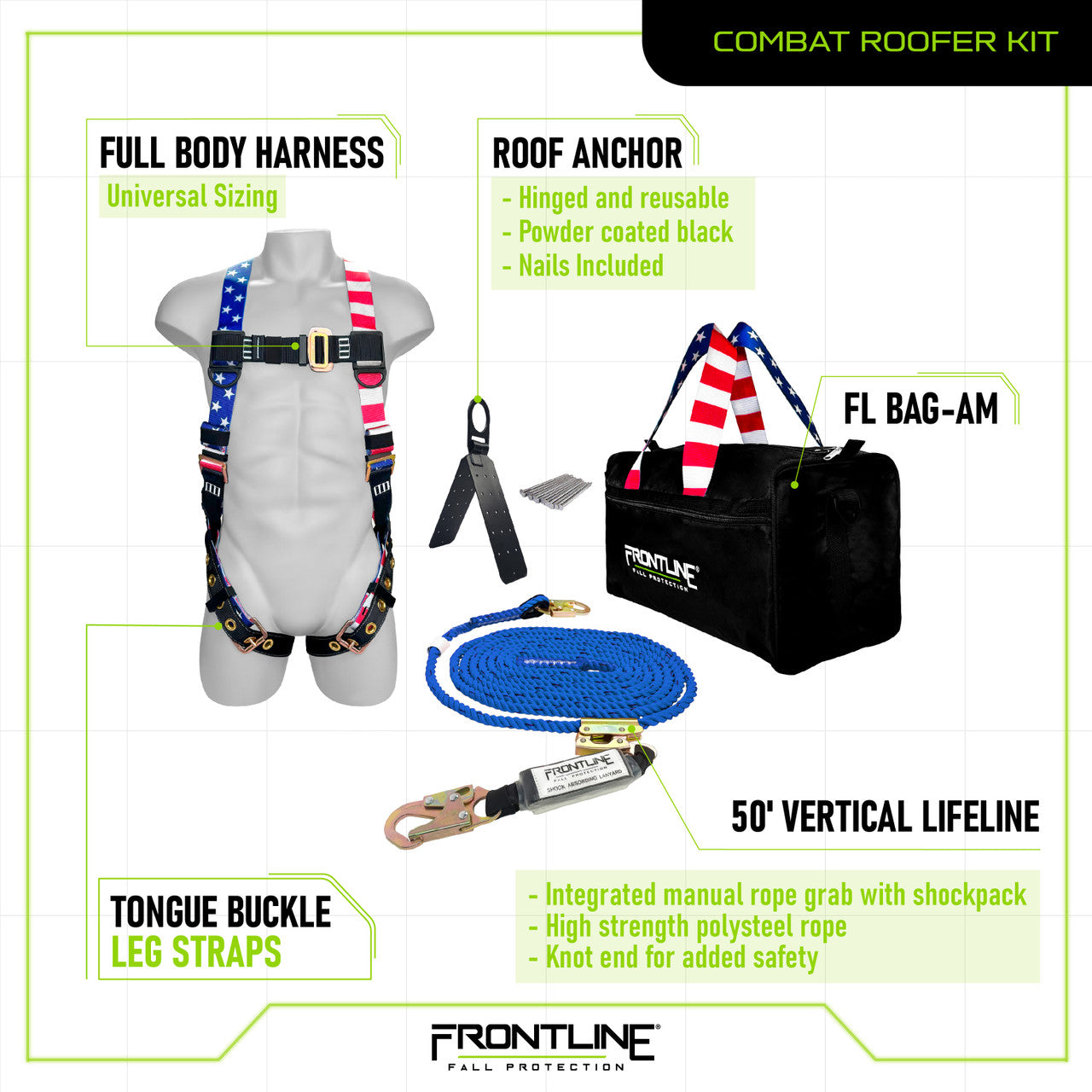 Frontline RK5PTB50-AM Combat™ American Style Complete Roofers Kit with 50' VLL