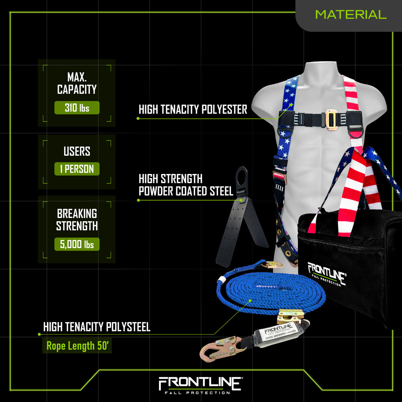 Frontline RK5PTB50-AM Combat™ American Style Complete Roofers Kit with 50' VLL