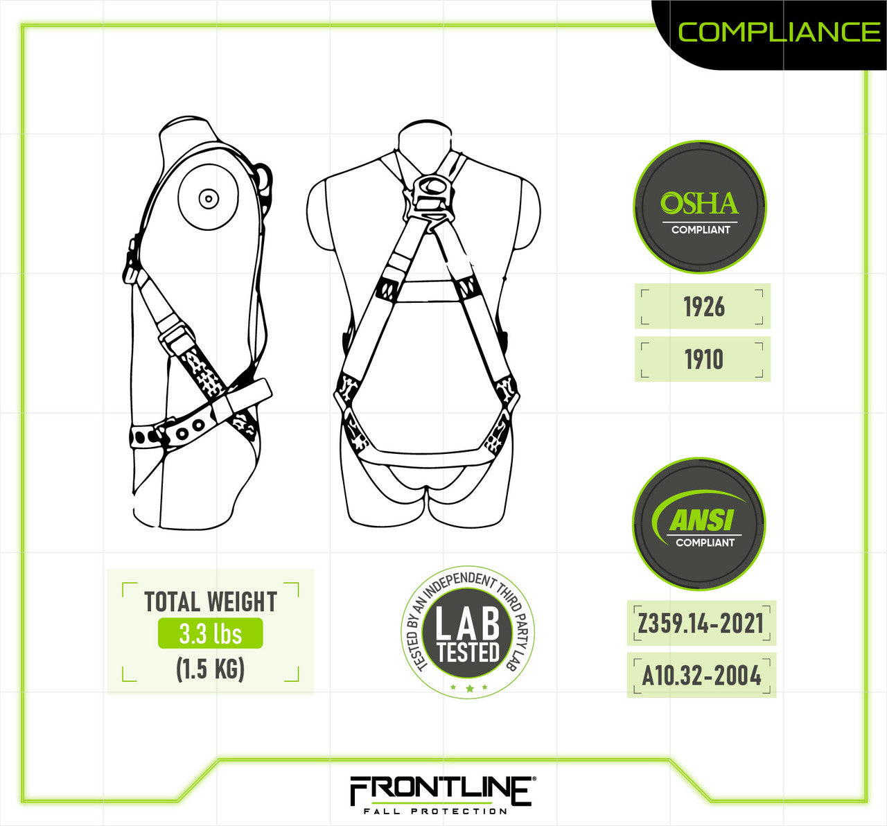 Frontline 100VTB-AM Combat™ American Style Economy Series Full Body Harness with Tongue Buckle Legs (Uni)