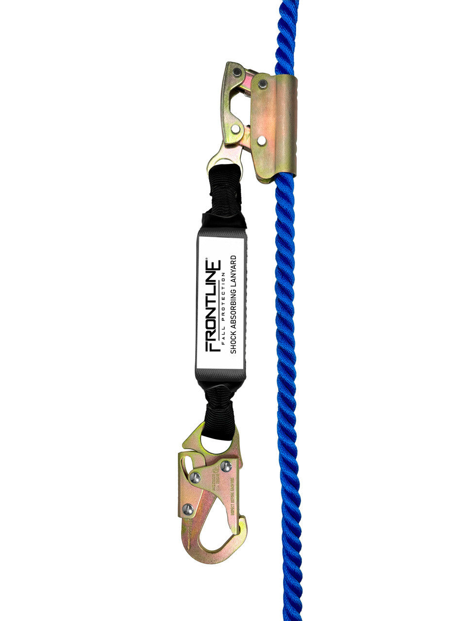 Frontline VLP50R3L-AM American Style Vertical Lifeline with 12" Shock Absorbing Lanyard and Manual Rope Grab (50')
