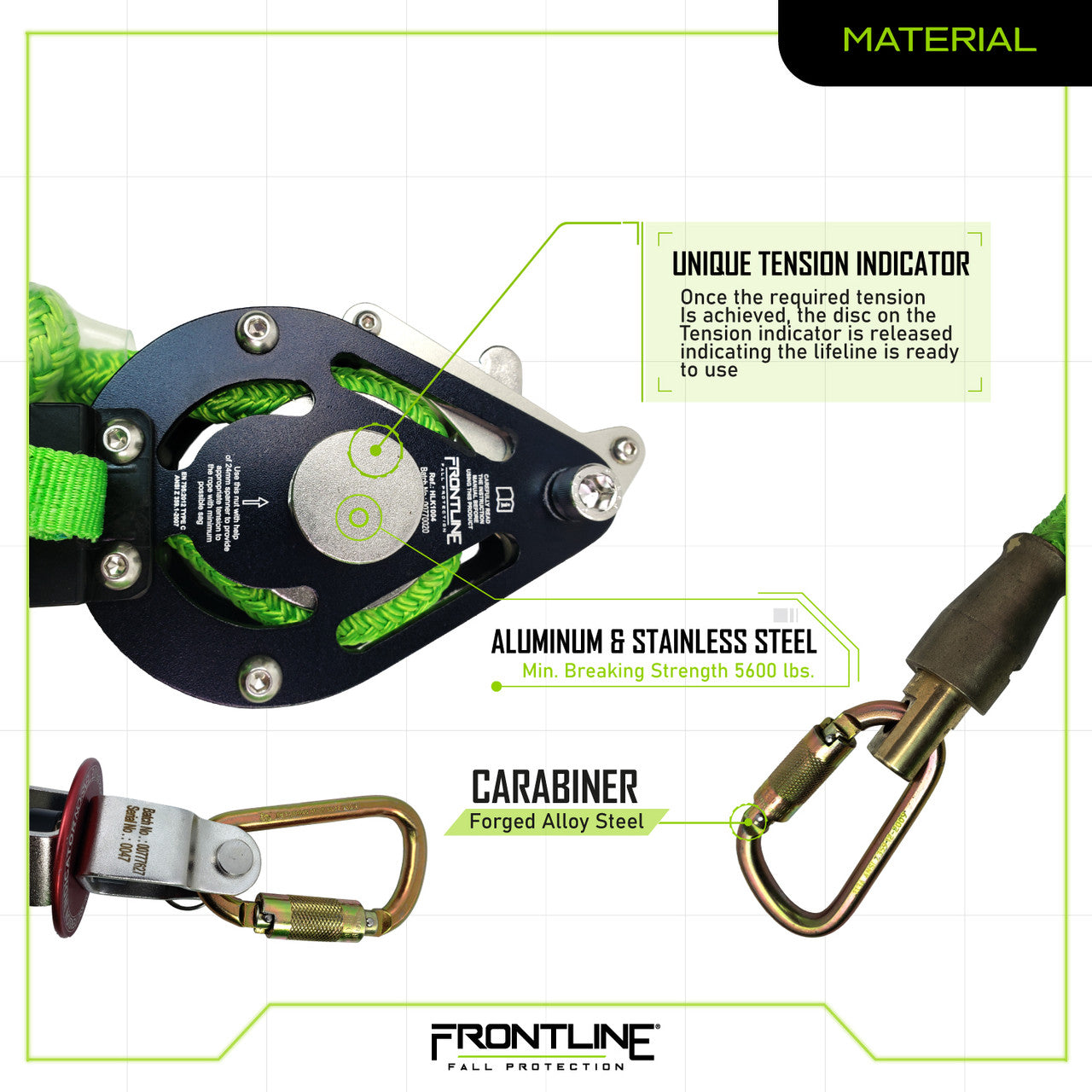 Frontline HLK1004 4-person 100' Adjustable Horizontal Lifeline