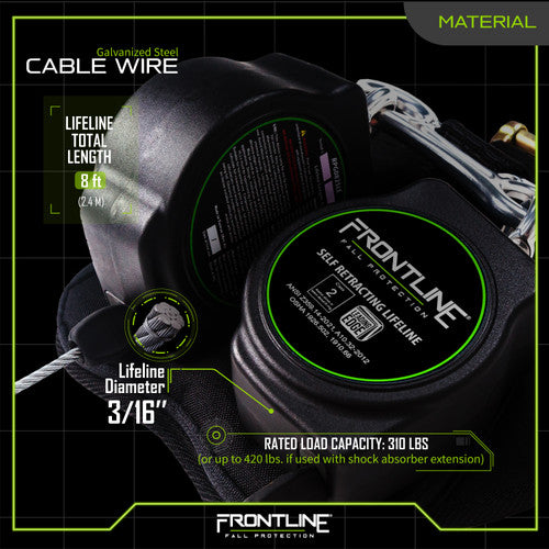 Frontline RPG082SLE Leading Edge Cable Twin Leg 8' SRL with Steel
