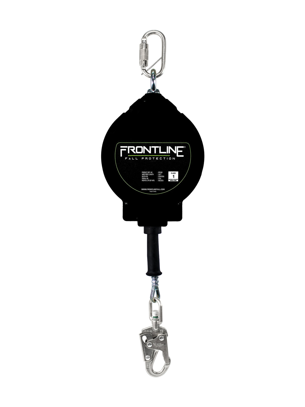 Frontline Fall Protection Rpg50 Frontline RPG Cable Single Leg SRL with Steel Snap Hook End – Frontline ...