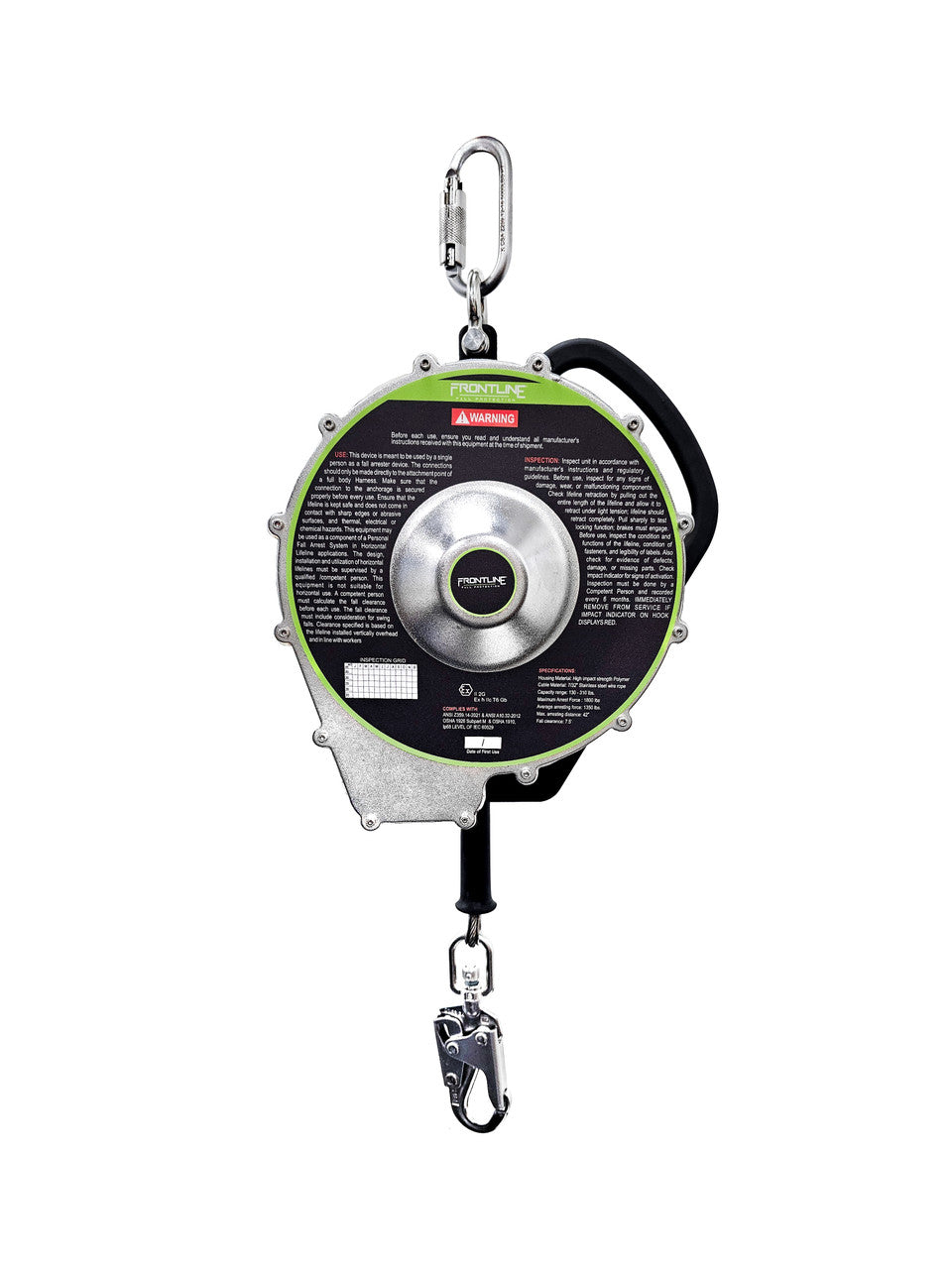 Frontline Fall Protection Rpgc50 Frontline RSBC Sealed Block Stainless Steel Self Retracting Lifeline ...