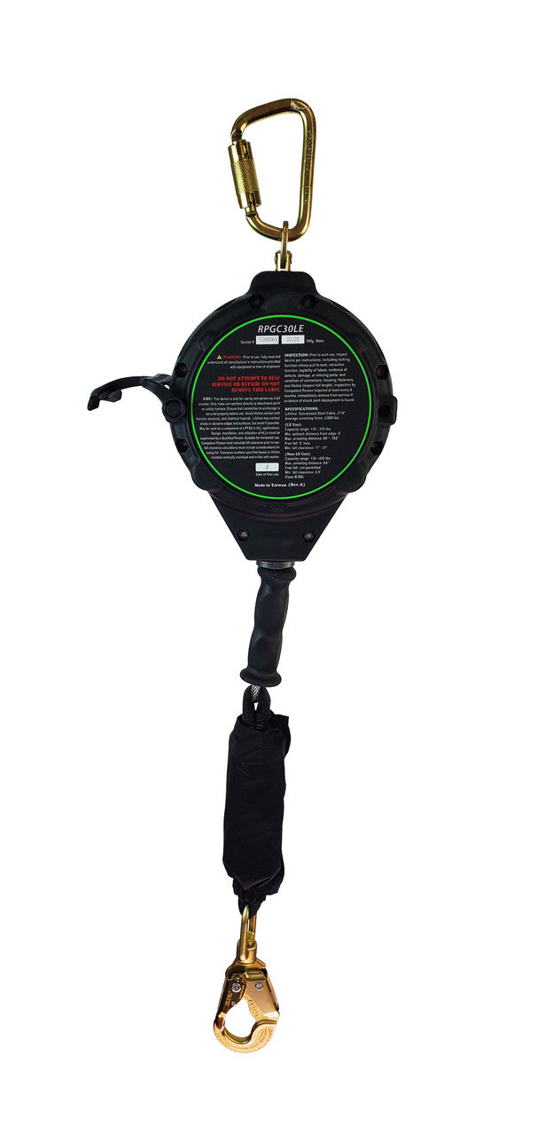 Frontline Fall Protection Rpgc50 Frontline RPGCLE Leading Edge Cable Single Leg SRL with Steel Snap Hoo ...