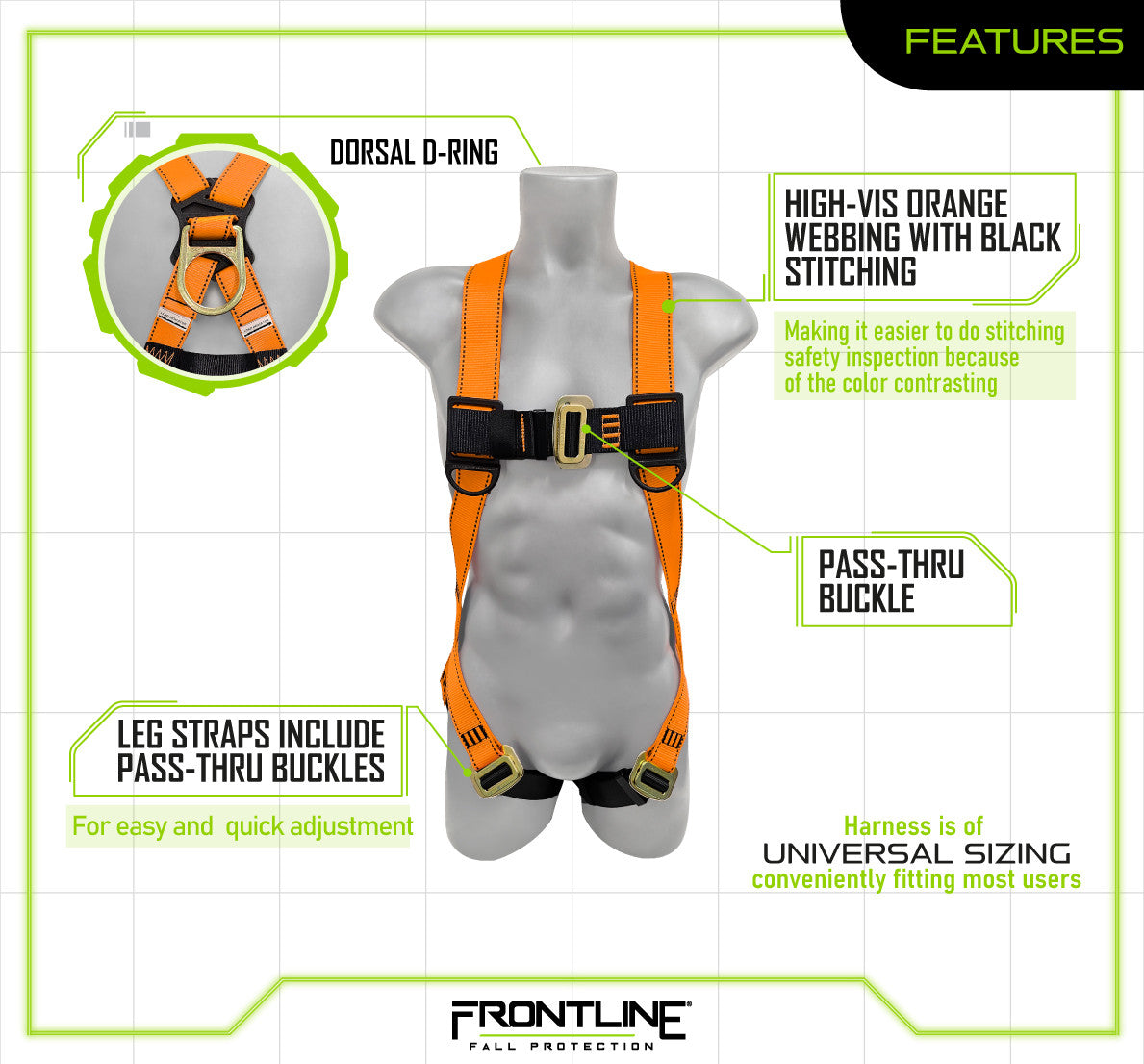 Frontline 100VMB Combat™  Economy Series Full Body Harness (Uni)