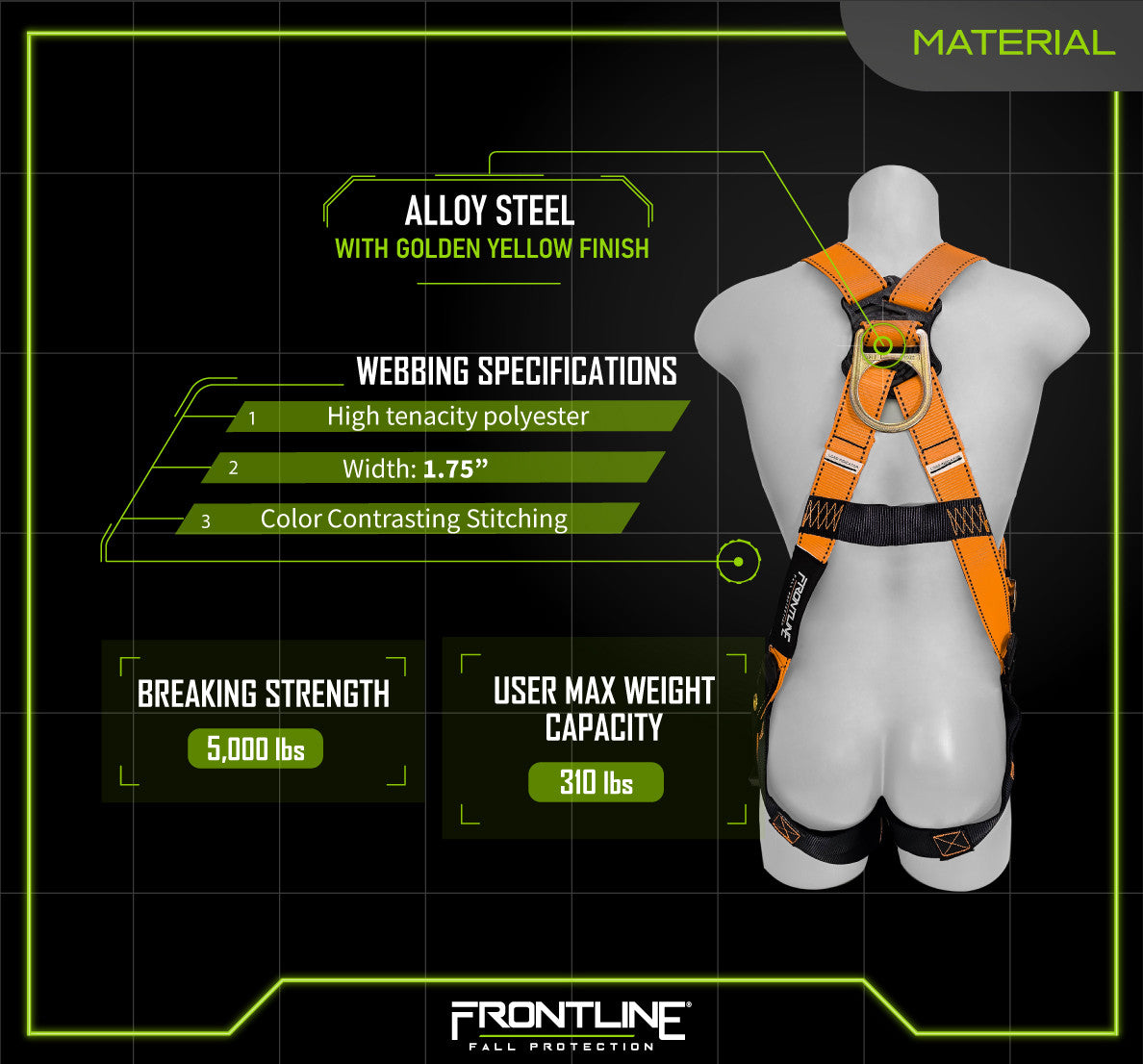 Frontline 100VTB Combat™  Economy Series Full Body Harness with Tongue Buckle Legs (Uni)