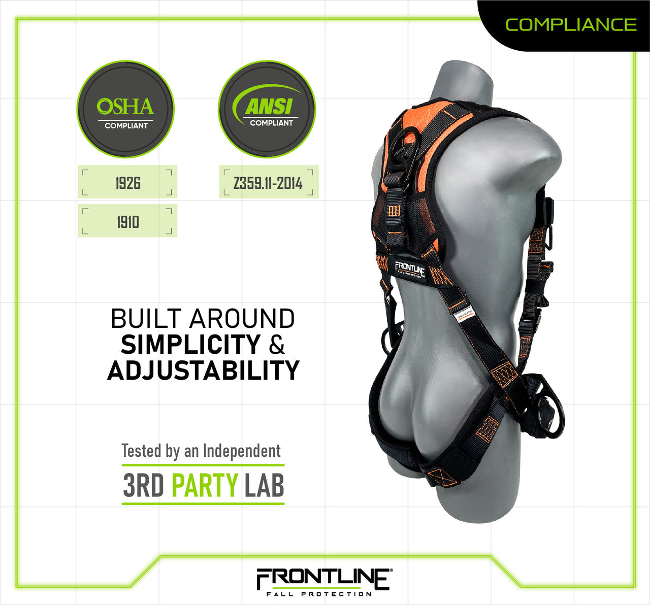 Frontline 105CFTB Combat™ Vest Style Harness with Front Side D-Rings and Suspension Trauma Straps