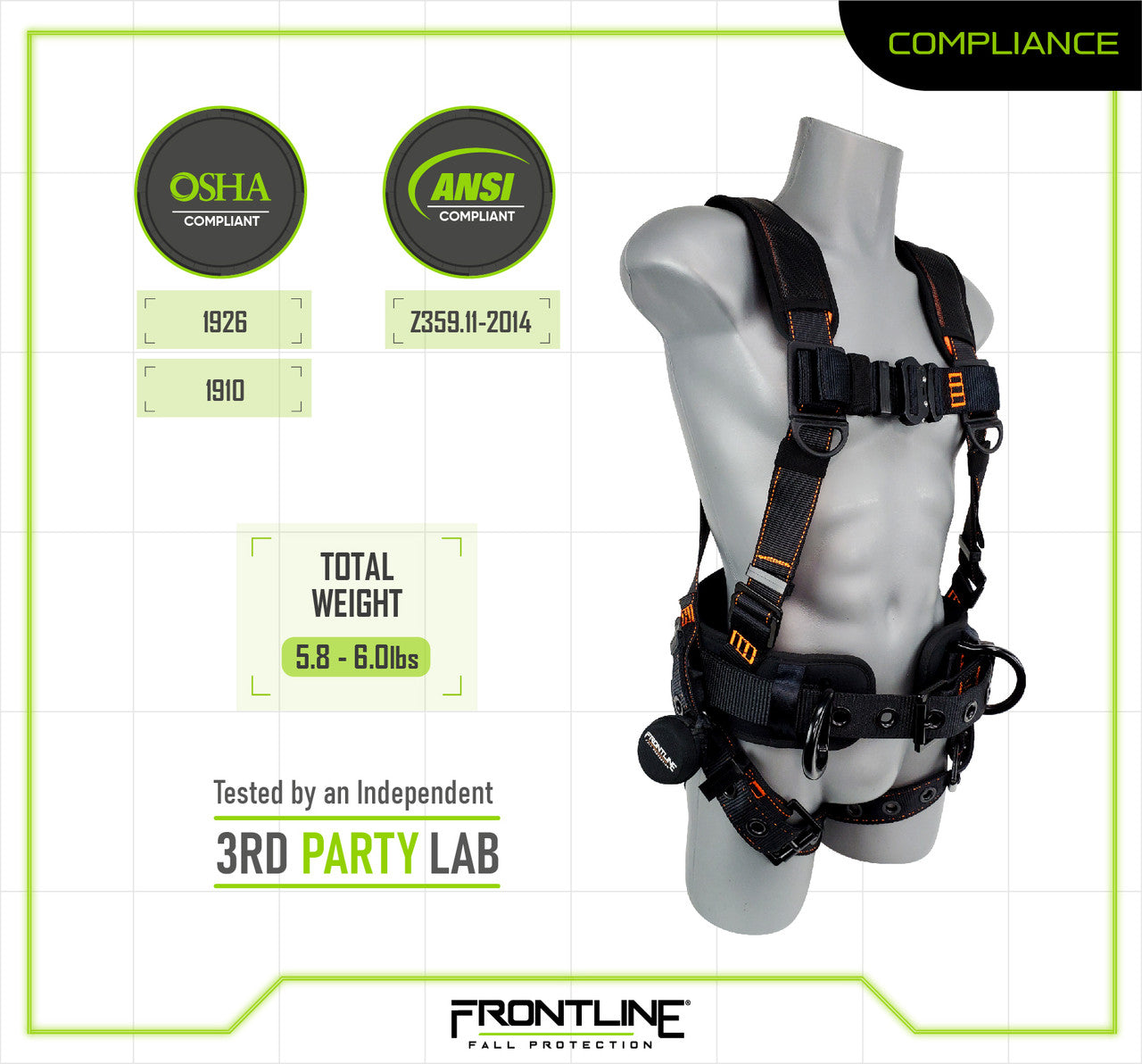 Frontline 110CTB Combat™ Lite Full Body Harness all Aluminum Hardware and Suspension Trauma Straps
