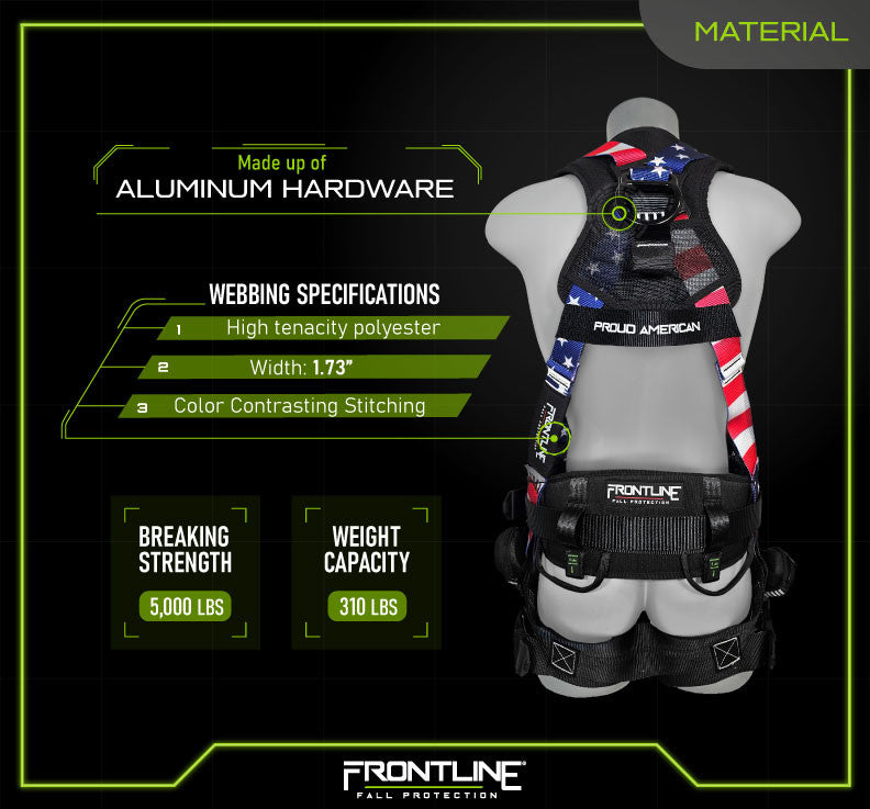 Frontline 110CTB-AM American Style Full Body Harness with Aluminum Hardware and Suspension Trauma Straps