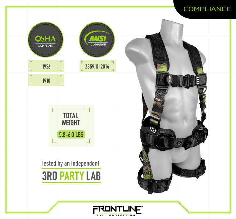 Frontline 110CTB-CF Camouflage Full Body Harness with Aluminum Hardware and Suspension Trauma Straps