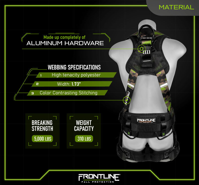 Frontline 110CTB-CF Camouflage Full Body Harness with Aluminum Hardware and Suspension Trauma Straps