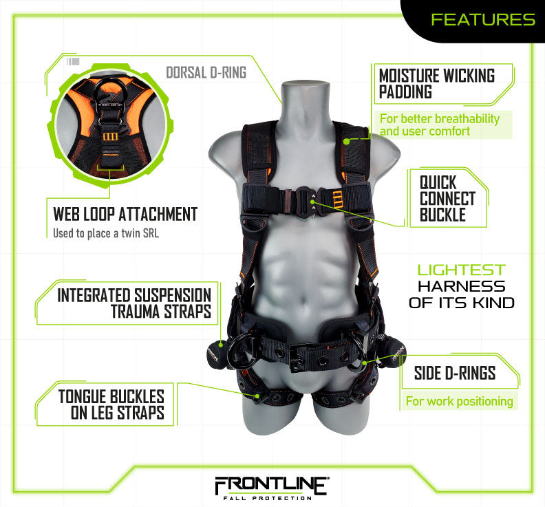 Frontline 110CTB Combat™ Lite Full Body Harness all Aluminum Hardware and Suspension Trauma Straps