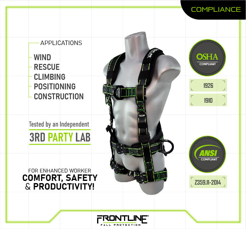 Frontline 200RE Elite™ Lite Climbing/Rescue Full Body Harness with Aluminum Quick Connect Buckles