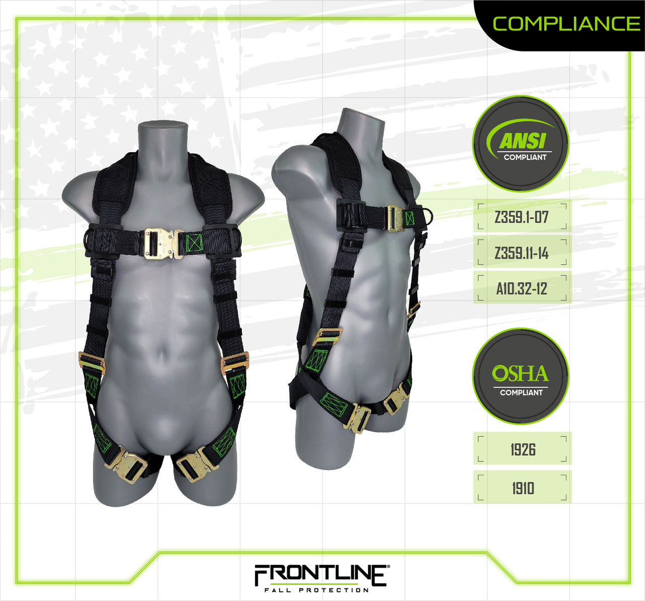 Frontline 310VQC Patriot™ Vest Style Harness with Airflo™ and Quick Connect Buckles - Made in USA