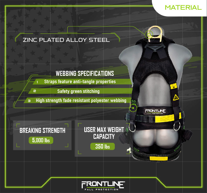 Frontline 350TWQC Patriot™ Tower Climbing Harness with Seat Sling, Airflo™ and Quick Connect Buckles - Made in USA