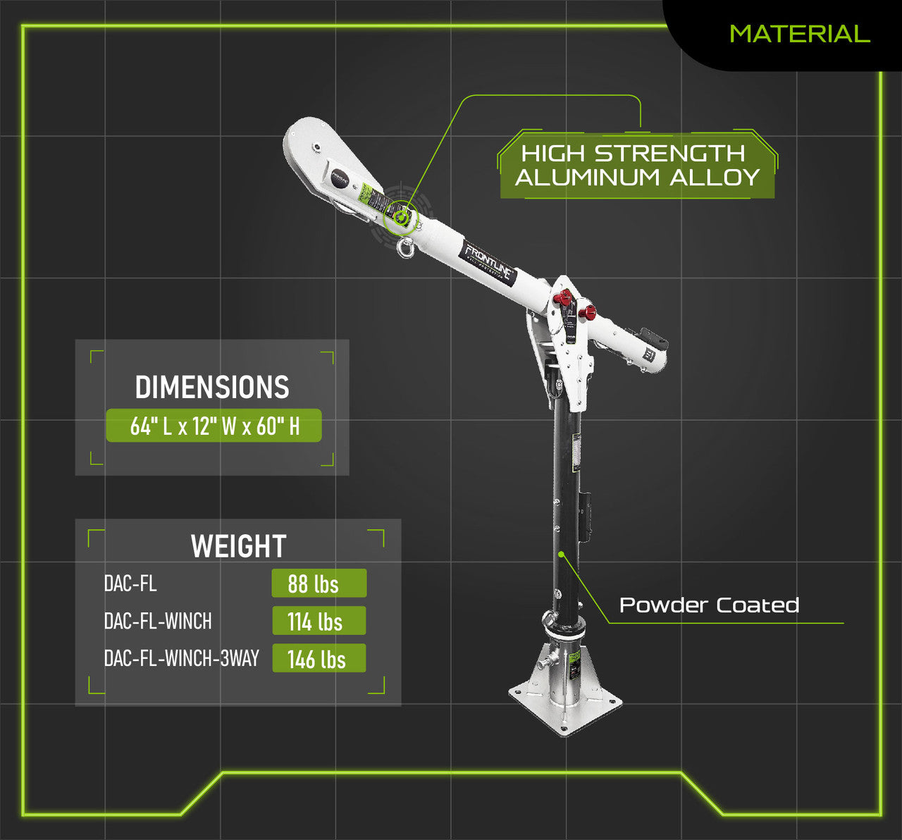 Frontline DAC-FL Confined Space Davit Arm System with Floor Mount