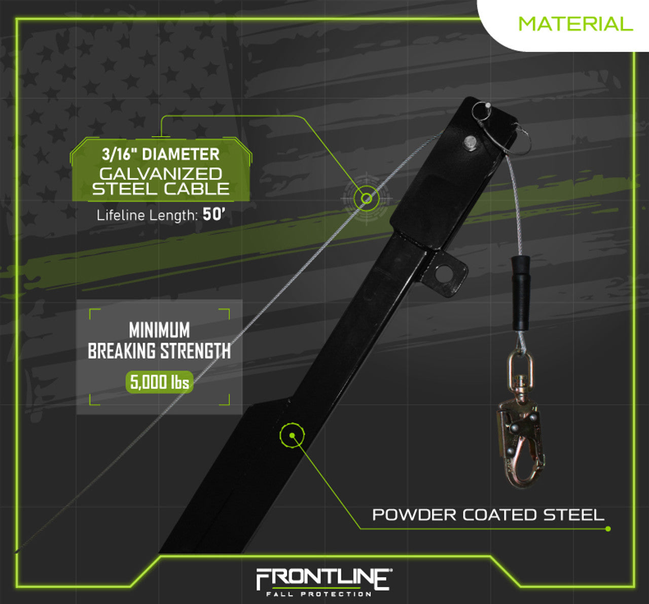 Frontline QAN75RA-US Patriot™ Confined Space Quadpod with 3-Way Retrieval System - Made in USA